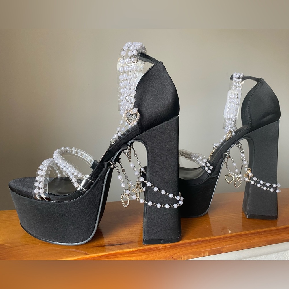 Dolls Kill HOLY REVELATION PLATFORM HEELS - BLACK